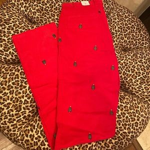 NWT j mclaughlin mens Christmas tree embroidered red holiday pants size 33